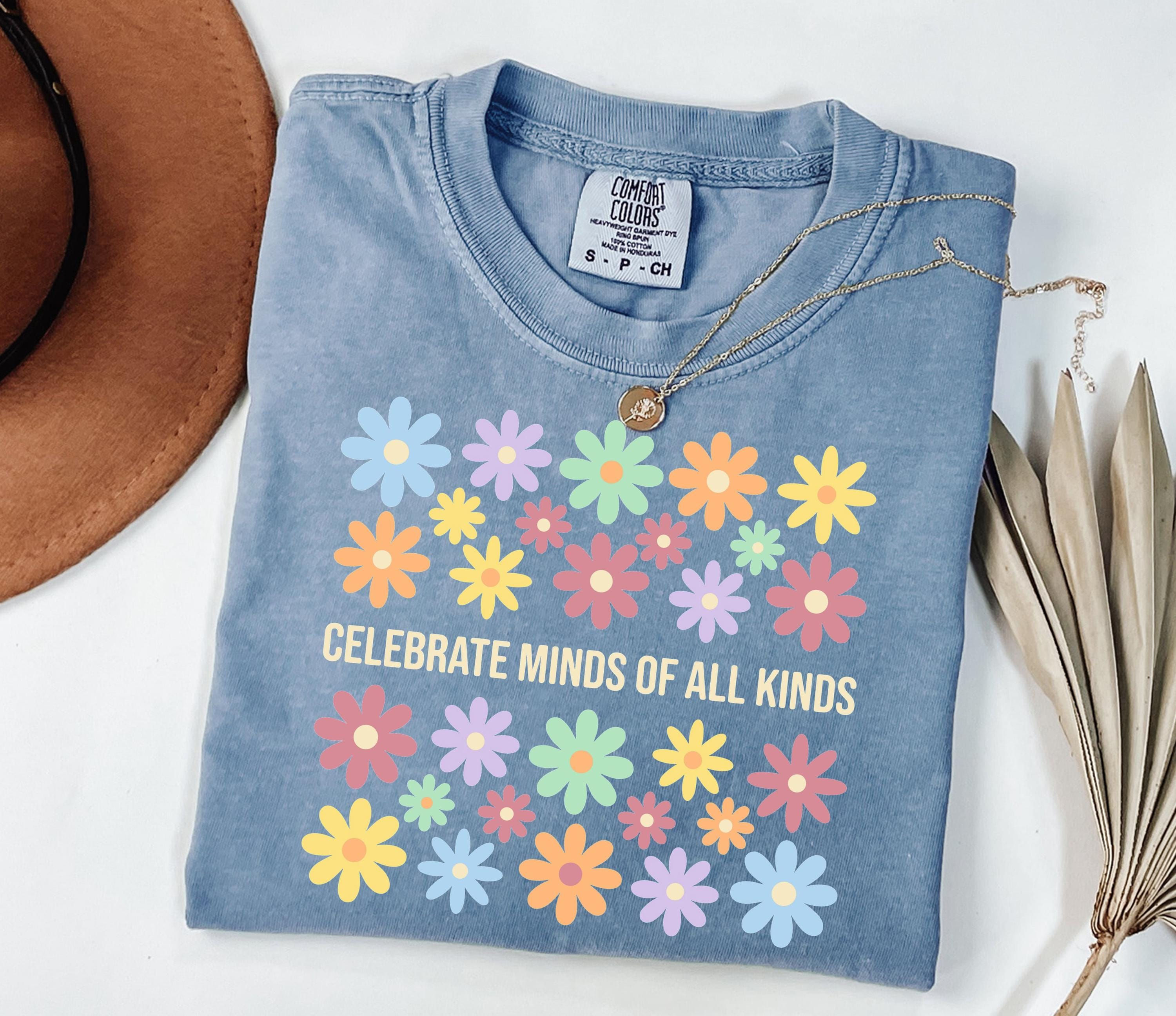 Celebrate Minds Of All Kinds Tee, Neurodiversity Awareness Floral Graphic Shirt
