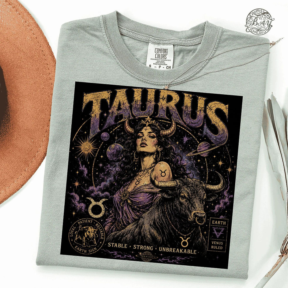Miniaturbild: Taurus Zodiac Bull T-Shirt, Celestial Astrology Graphic Tee, Earth Sign Birthda…