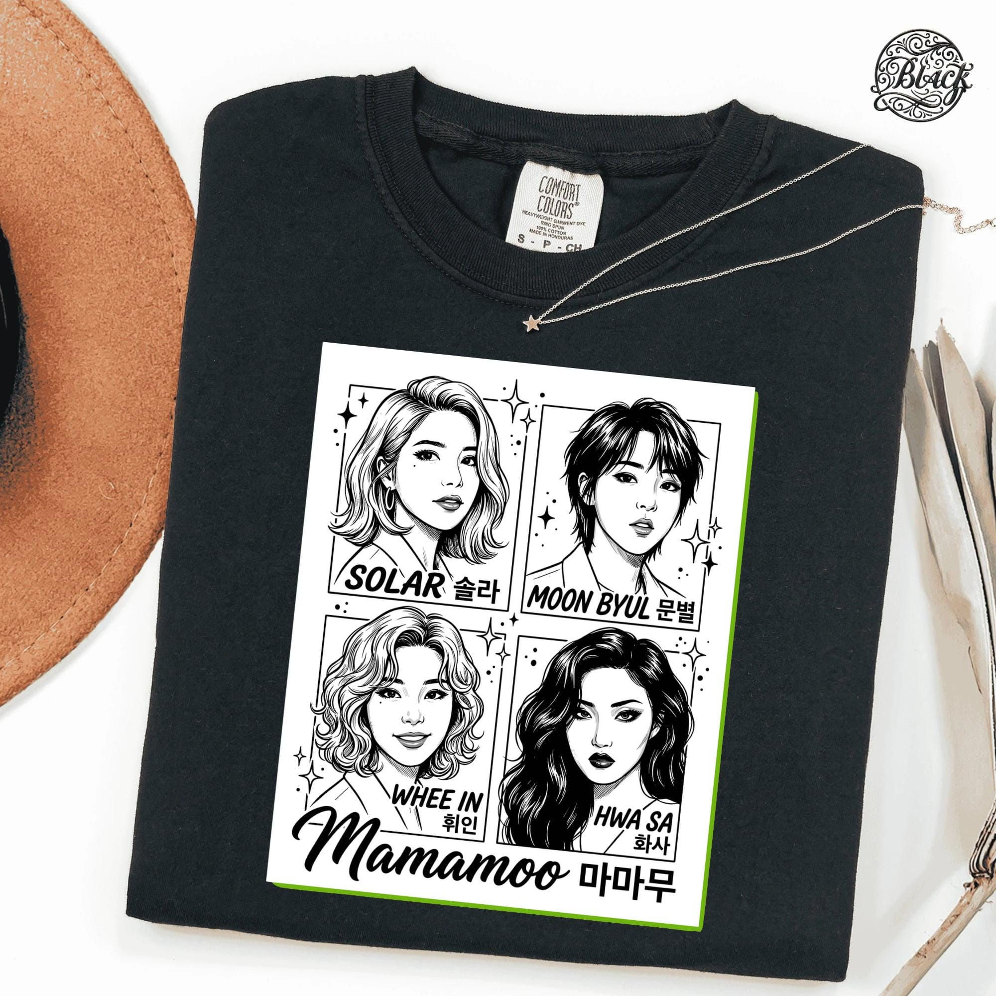 Mamamoo Line Art T-Shirt, OT4 K-pop Graphic Tee, Solar Moonbyul Wheein Hwasa Mi…