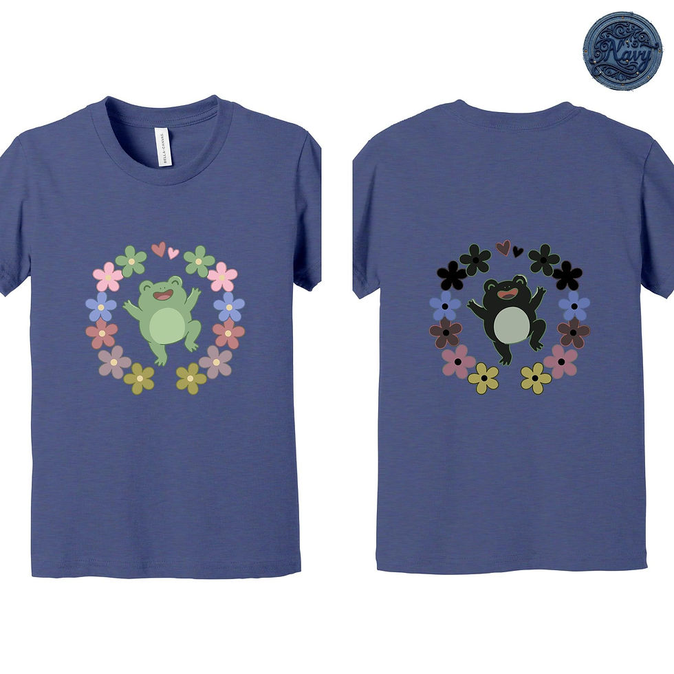 Küçük resim: Cottagecore Frog Floral Graphic Tee, Whimsical Nature Lover Gift