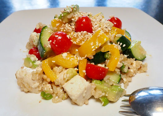 princess polly baby blue dress Tofu Brown Rice Salad with Wasabi Soy Dressing