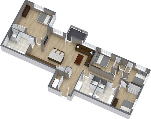 4 Bed, 1370SF - 1. Floor - 3D Floor Plan