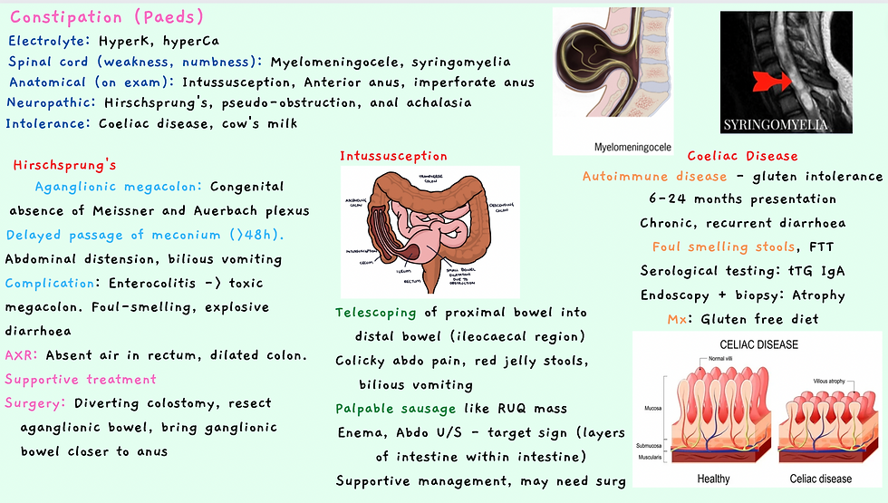Paediatric Constipation Differentials