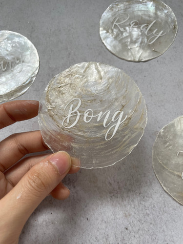 Custom Capiz Shell Cards | calligraphybyden