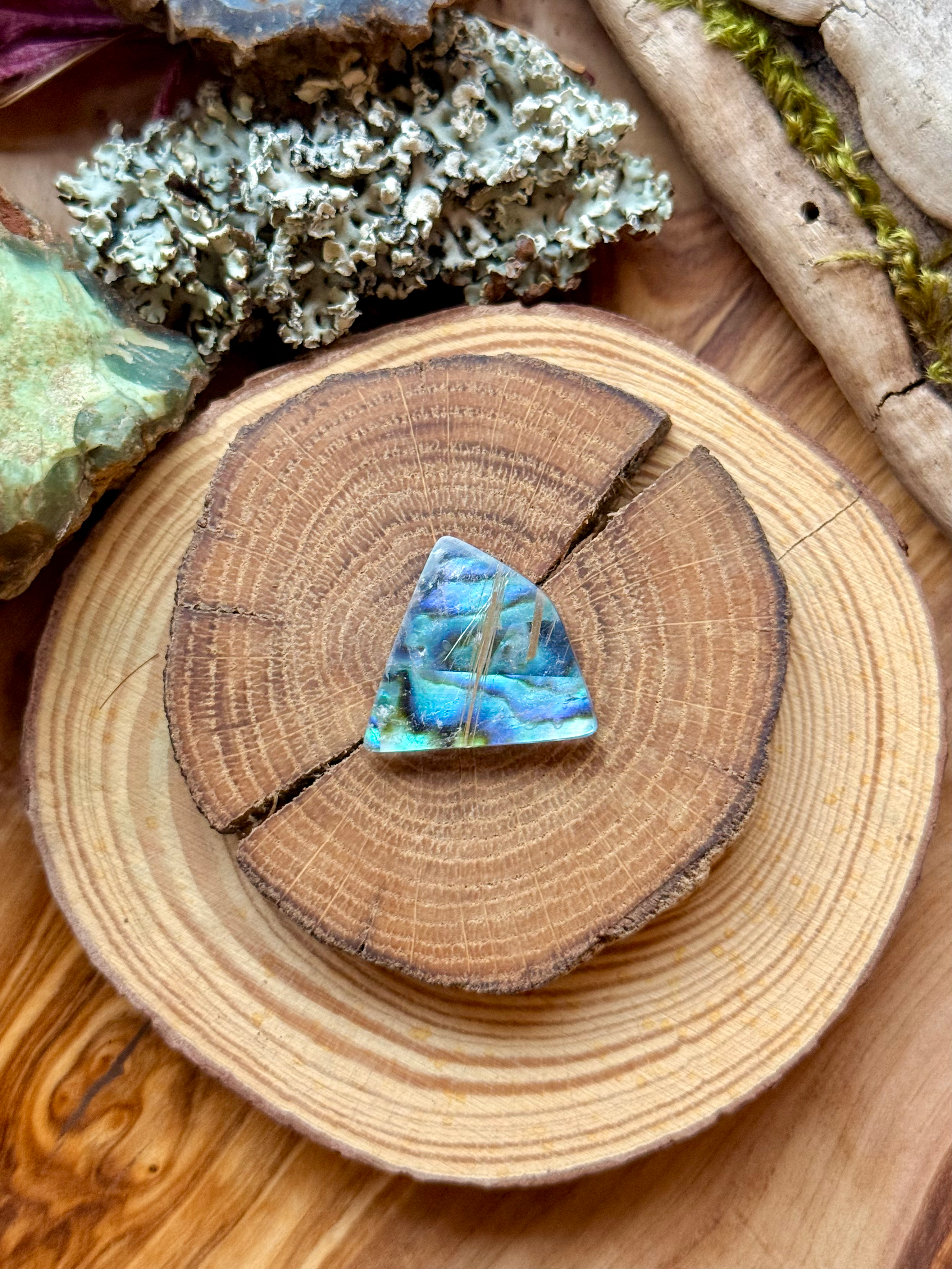 OOAK Rutile Quartz | NZ Abalone Cabochon