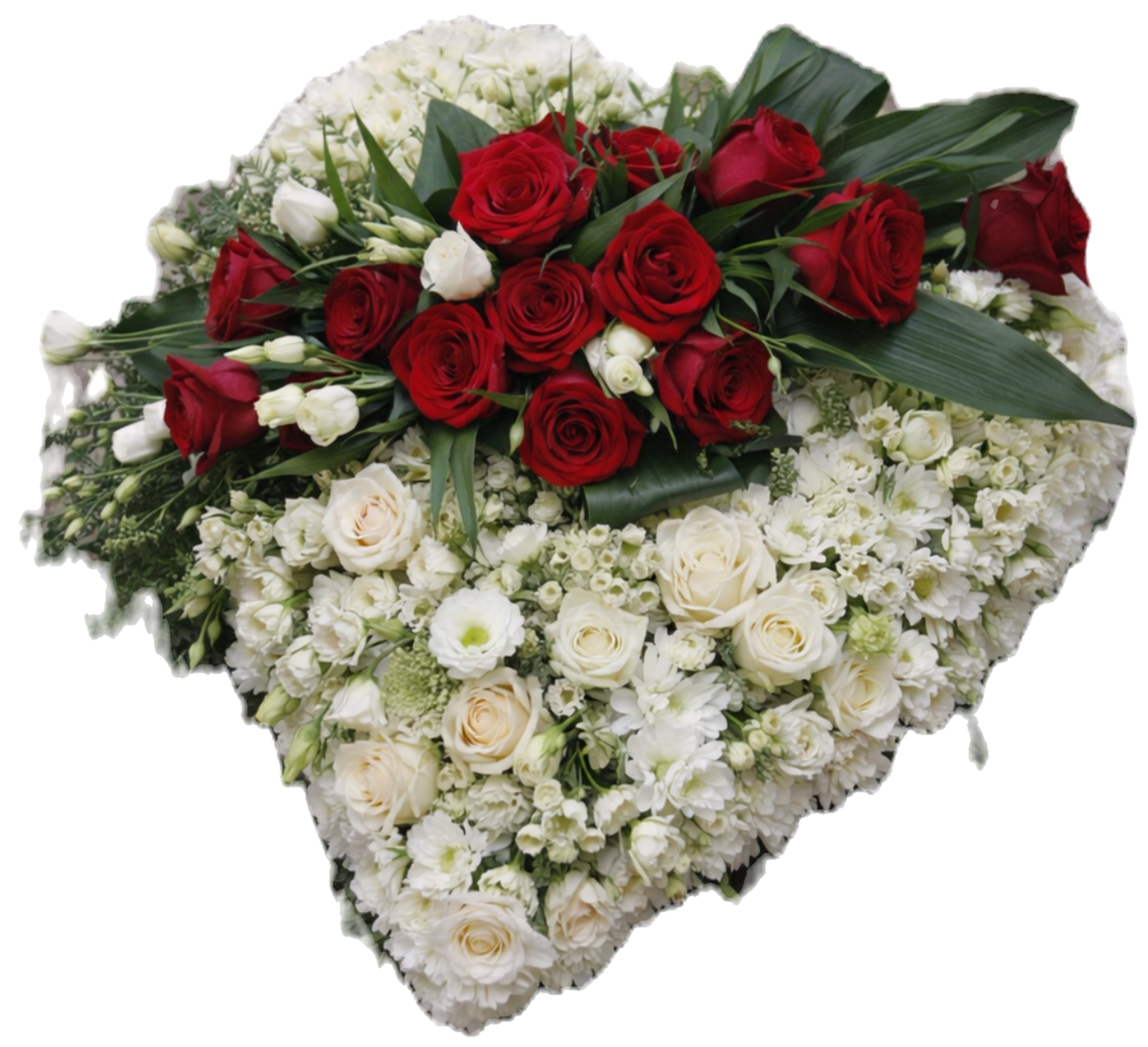 White Blooms and Red Roses Heart