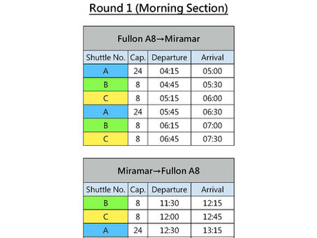 【大會公告】14-AUG Shuttle Timetable