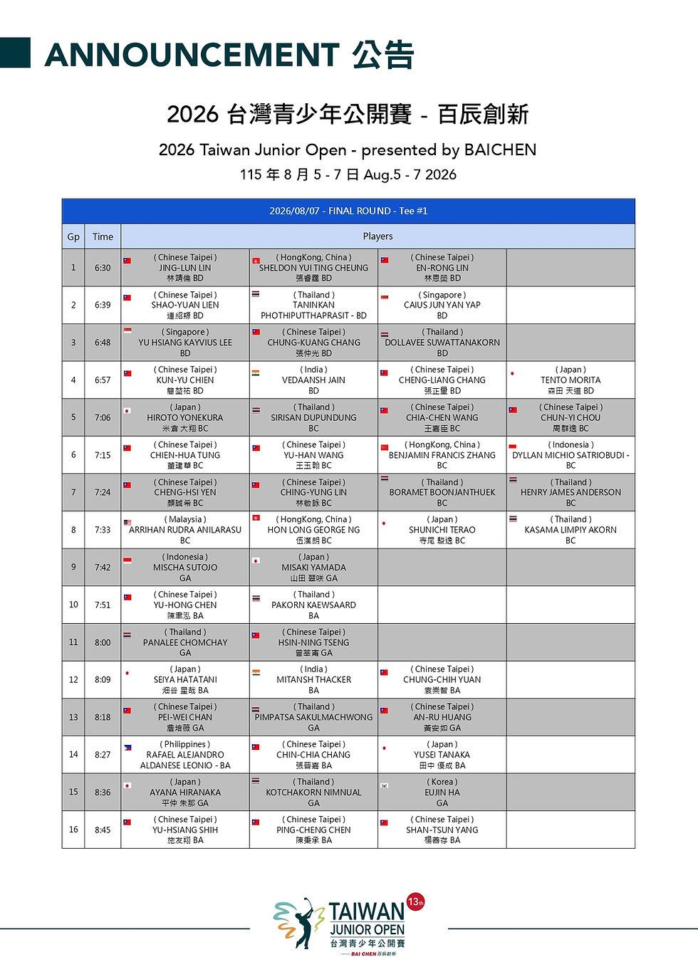 【2026大會公告】R3編組表