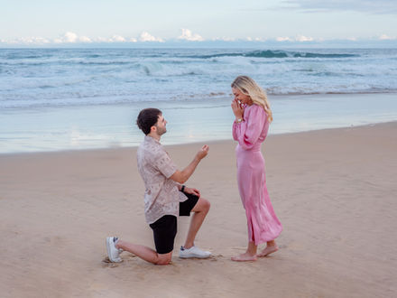 romantic proposal on the beach