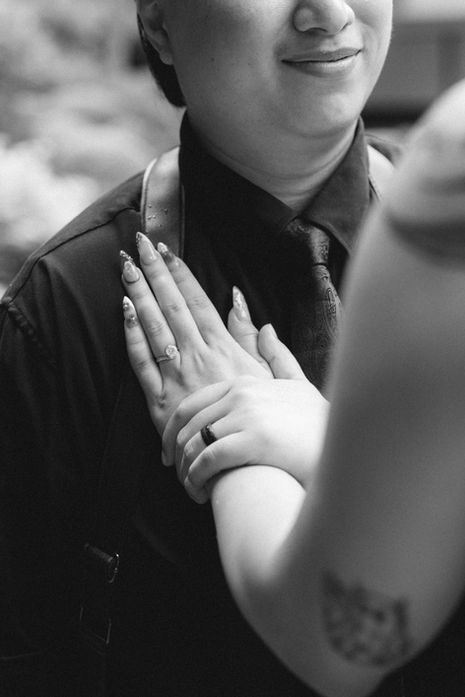 An intimate elopement at Brisbane Botanic Gardens Mt Coot‑tha, with the couple surrounded by tropical gardens, soft natural light, and peaceful forest paths