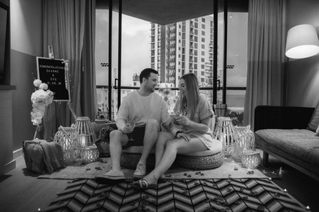 after proposal celebration in the hotel