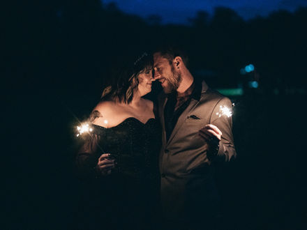 moody wedding at a local park