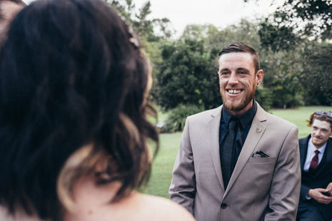 moody wedding at a local park