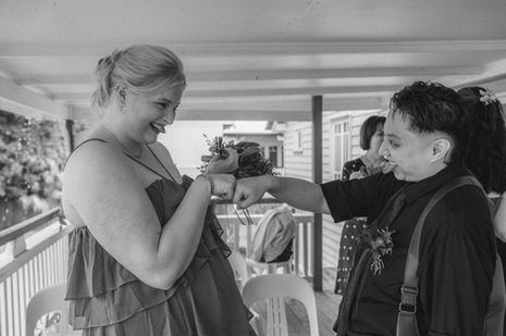 A backyard wedding between two brides, filled with love and quiet magic