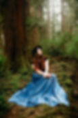 Thumbnail: Steel blue full circle velvet skirt