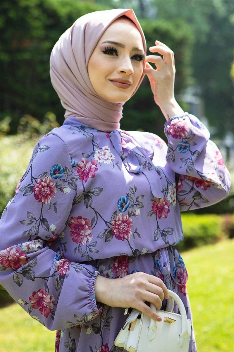 Küçük resim: Şifon Çiçekli Abiye Elbise