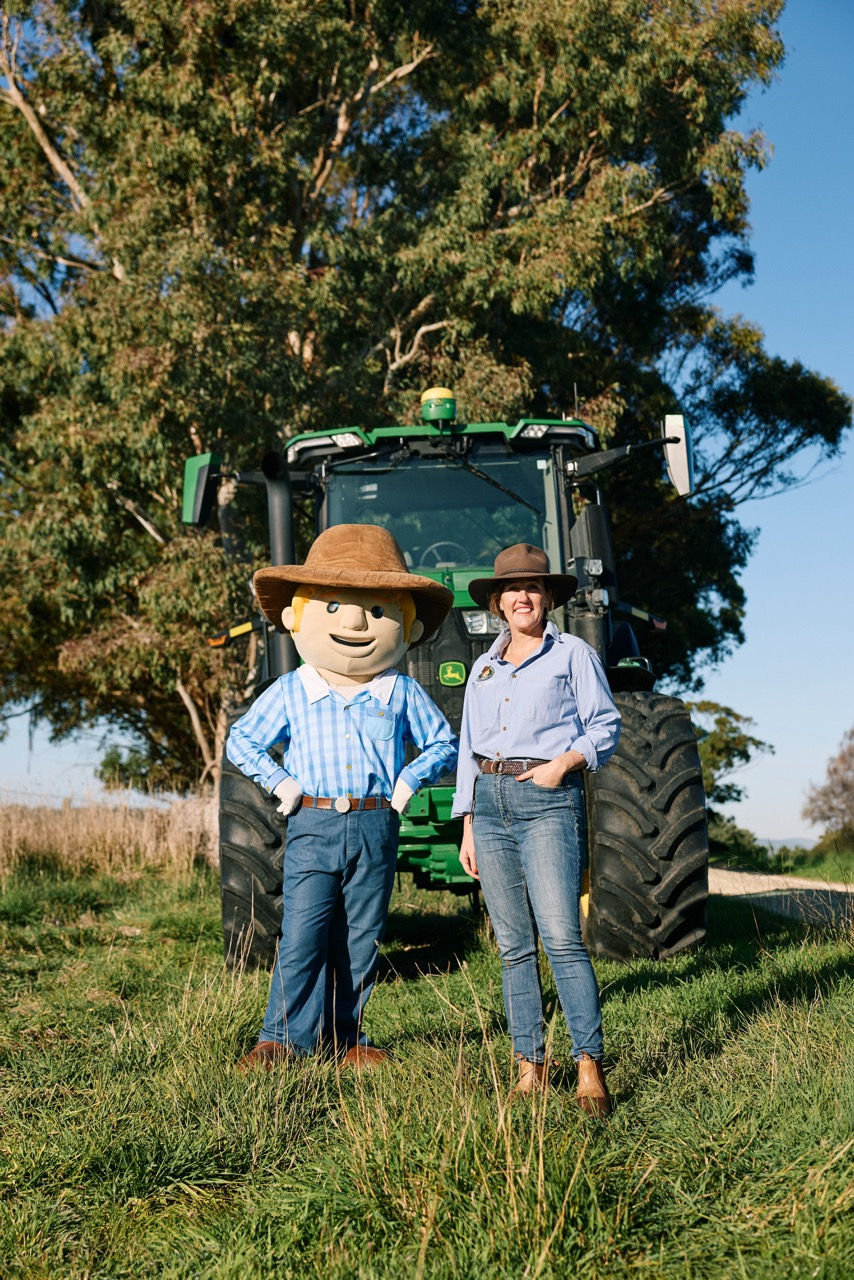 Over the past 12 years, George the Farmer has evolved from a children's book series into a full-blown education platform, reaching more than 2 million children on a global scale. IMAGE: Simone Kain and George the Farmer - Supplied.