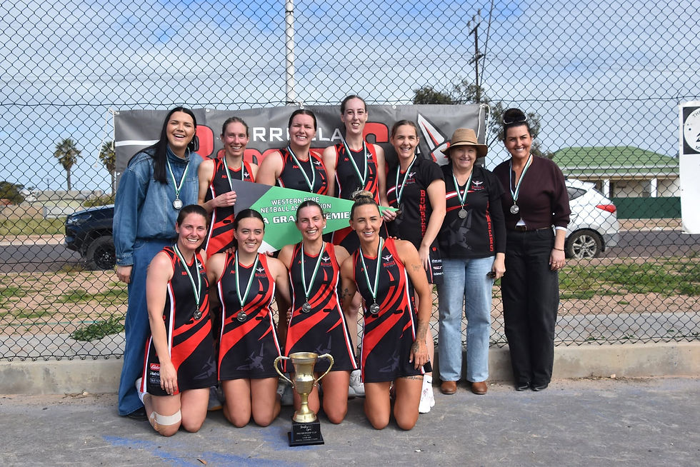 Western Eyre Netball A Grade Premiers 2026 - the Wirrulla Bombers. IMAGE: Luca Cetta - EP Advocate (WENA Facebook)
