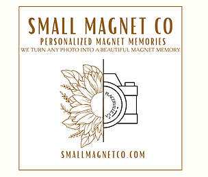 Logo for smallmagnetco that make inexpensive custom Magnet Photos that can ship deliver quick
