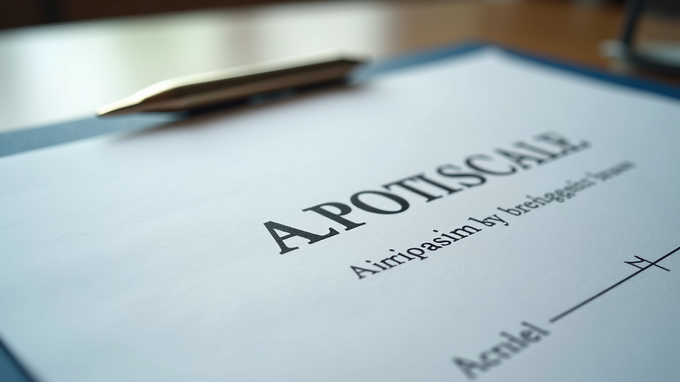 Close-up view of apostille certificate attached to a legal document