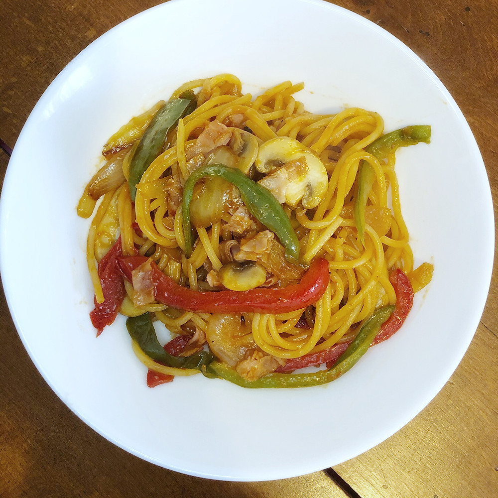 Napolitan spaghetti ricetta recipe Cookingwiththehamster