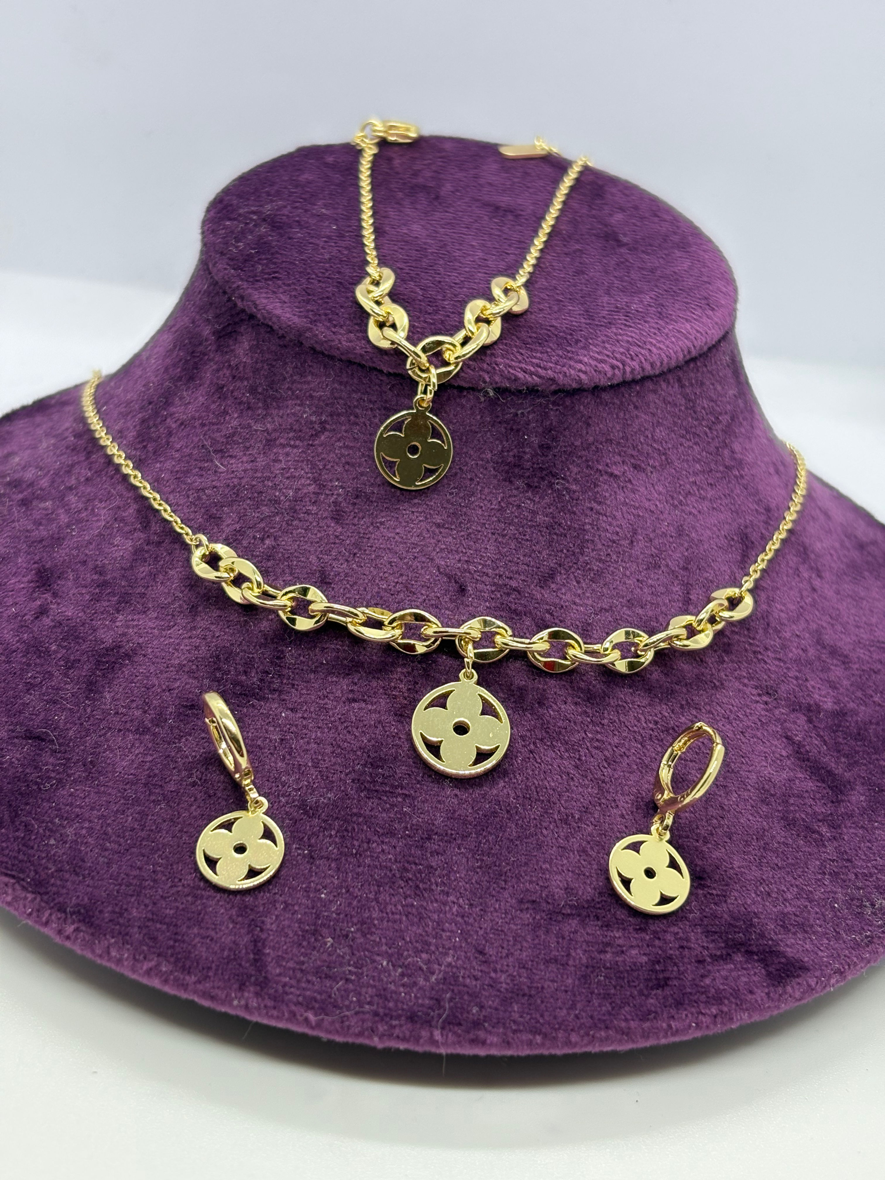 Set 3 Piese Flower Gold
