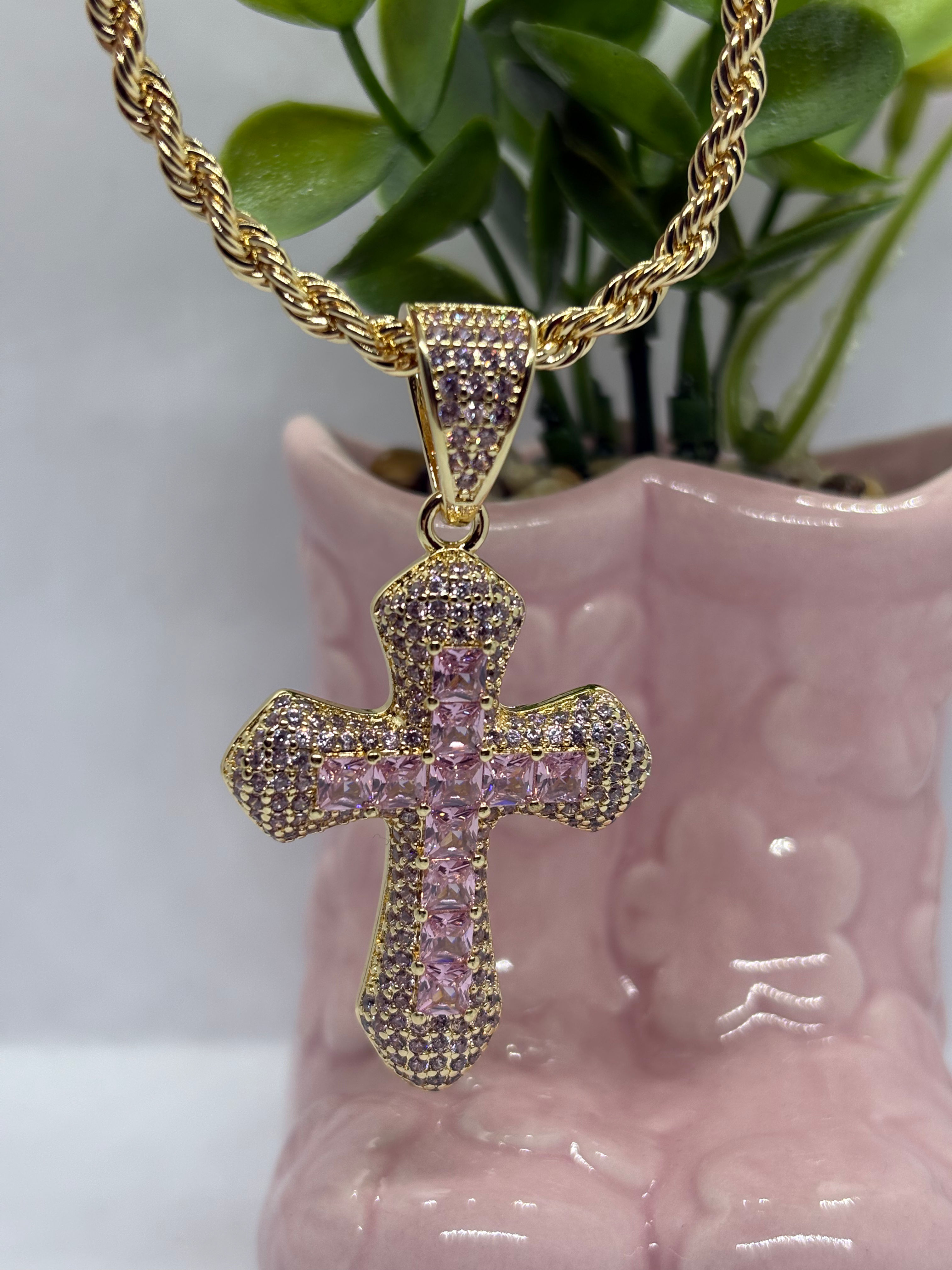 Lănțișor Monaco Pink Cross