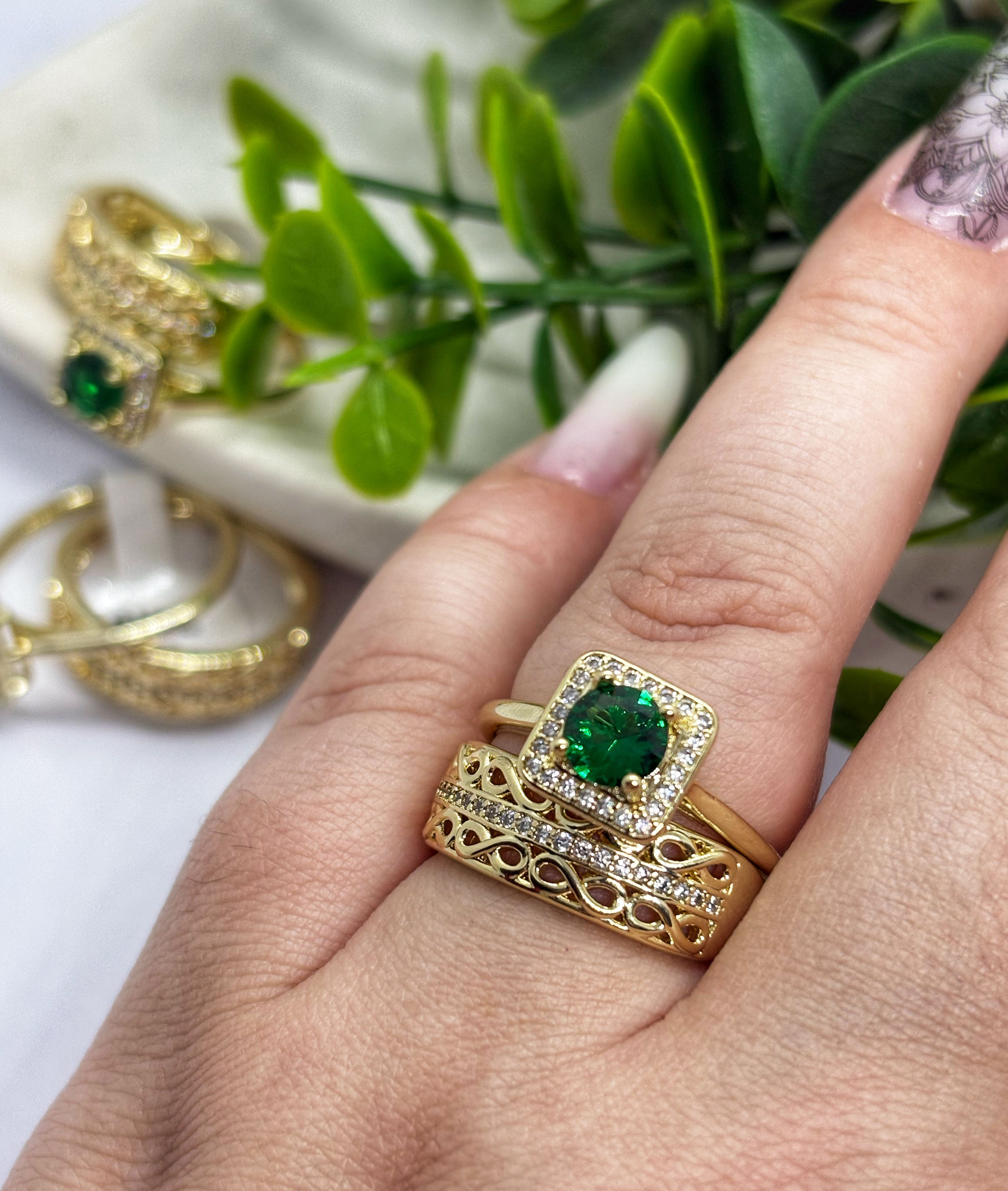 Set Logodna Verde / Inel și Verigheta Infinit ♾️ 