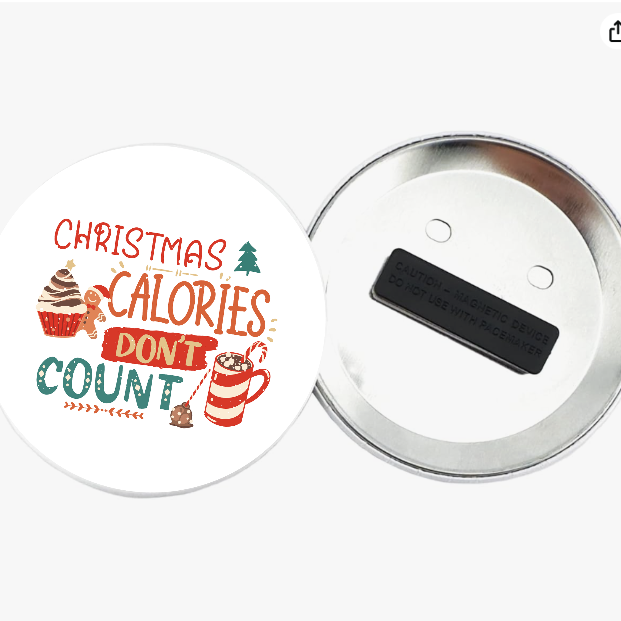 Christmas Magnet-Backed Badges 2-1/4"