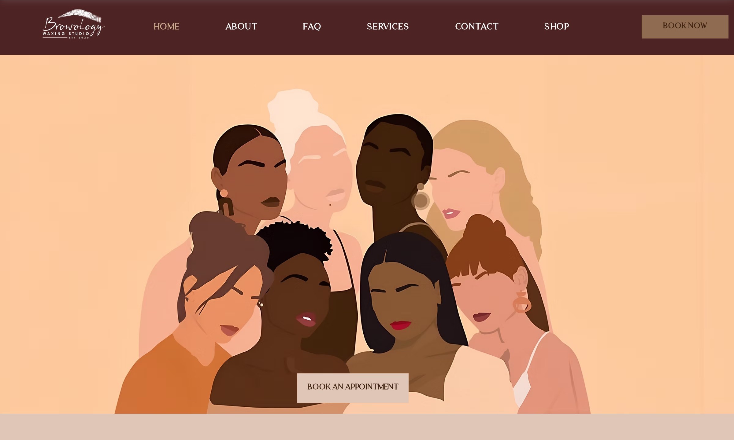 Browology Waxing Studio website homepage