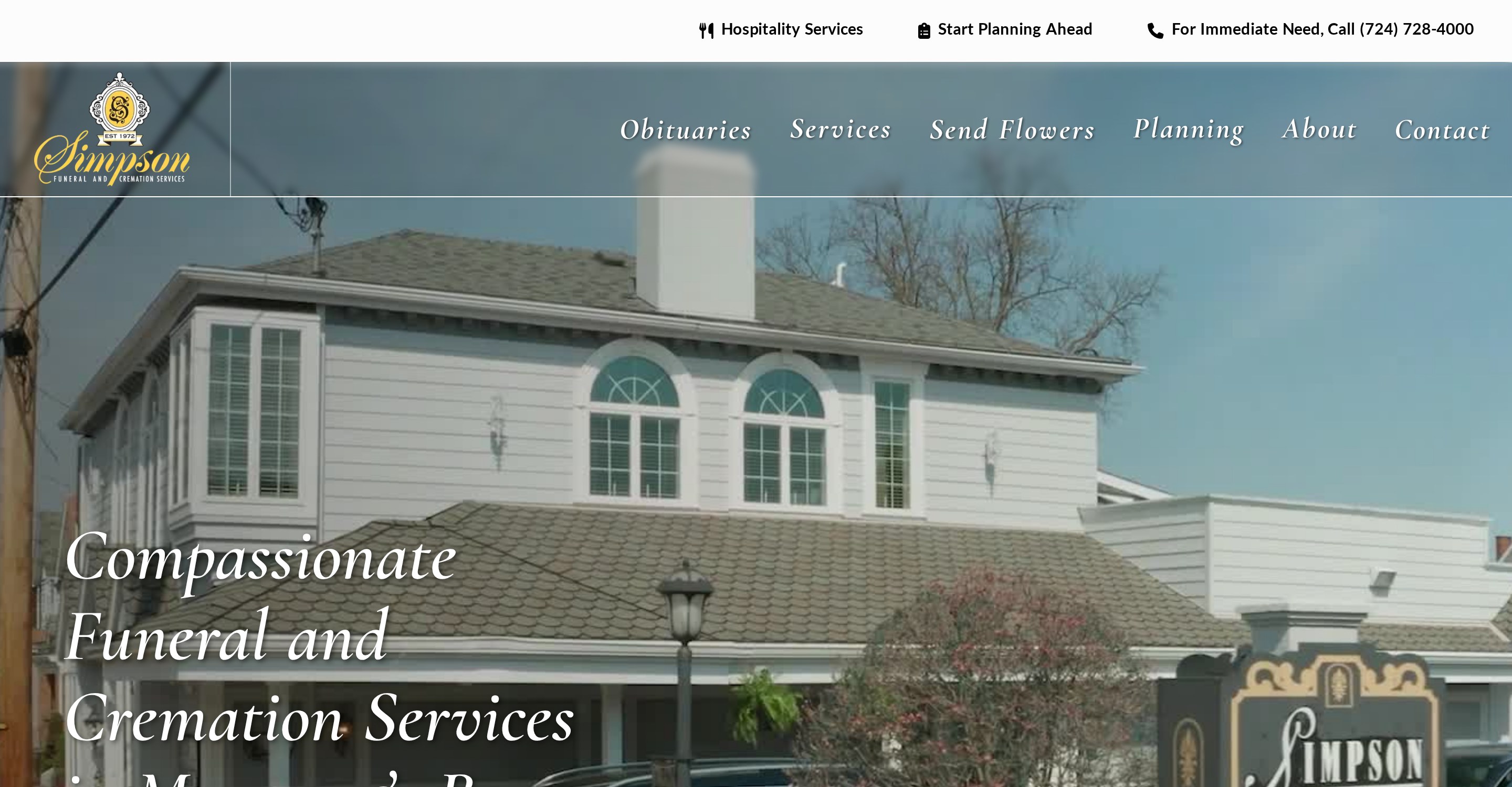 Simpson Funeral & Cremation Services website homepage