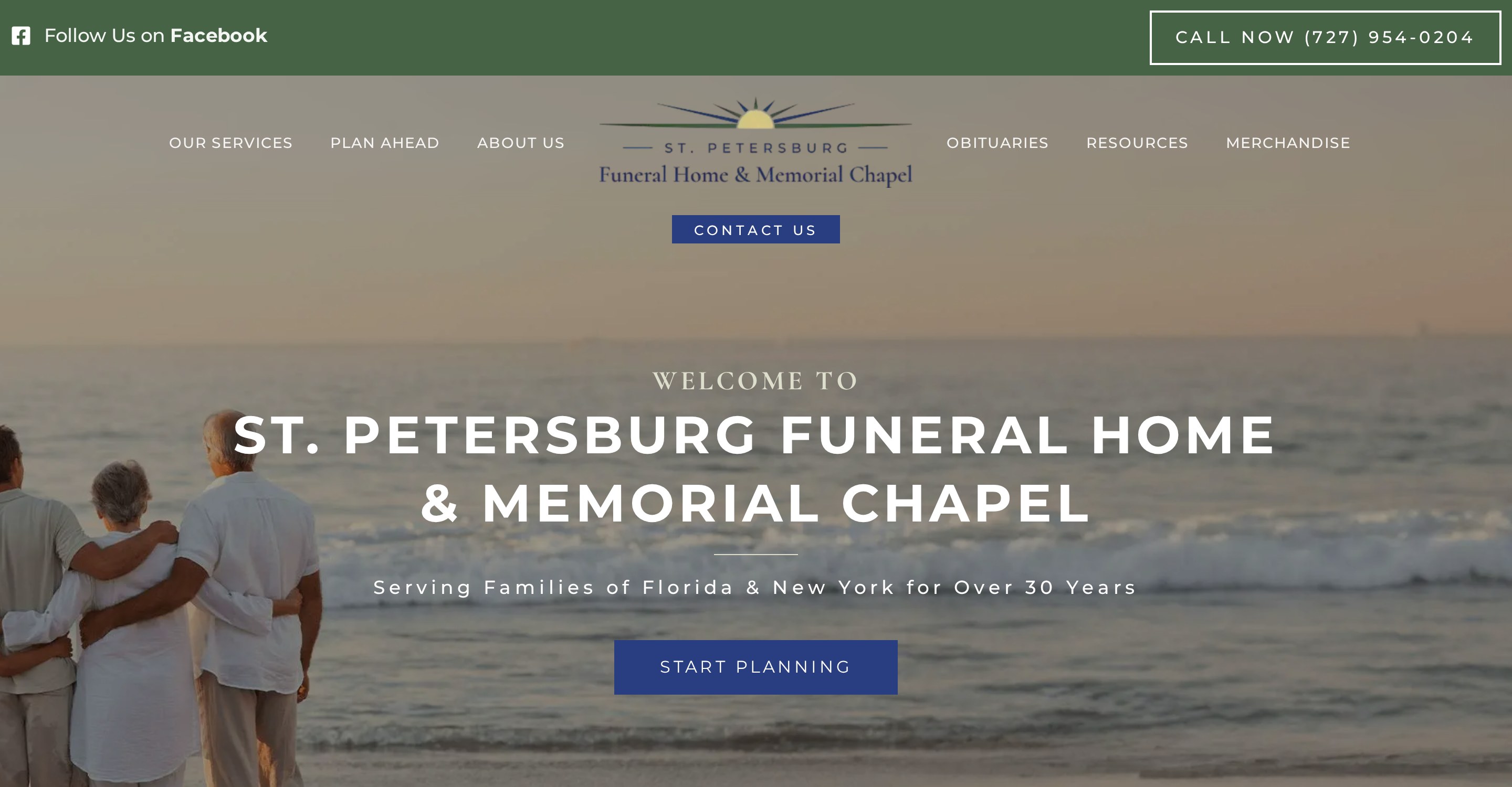 St. Petersburg Funeral Home & Memorial Chapel website homepage