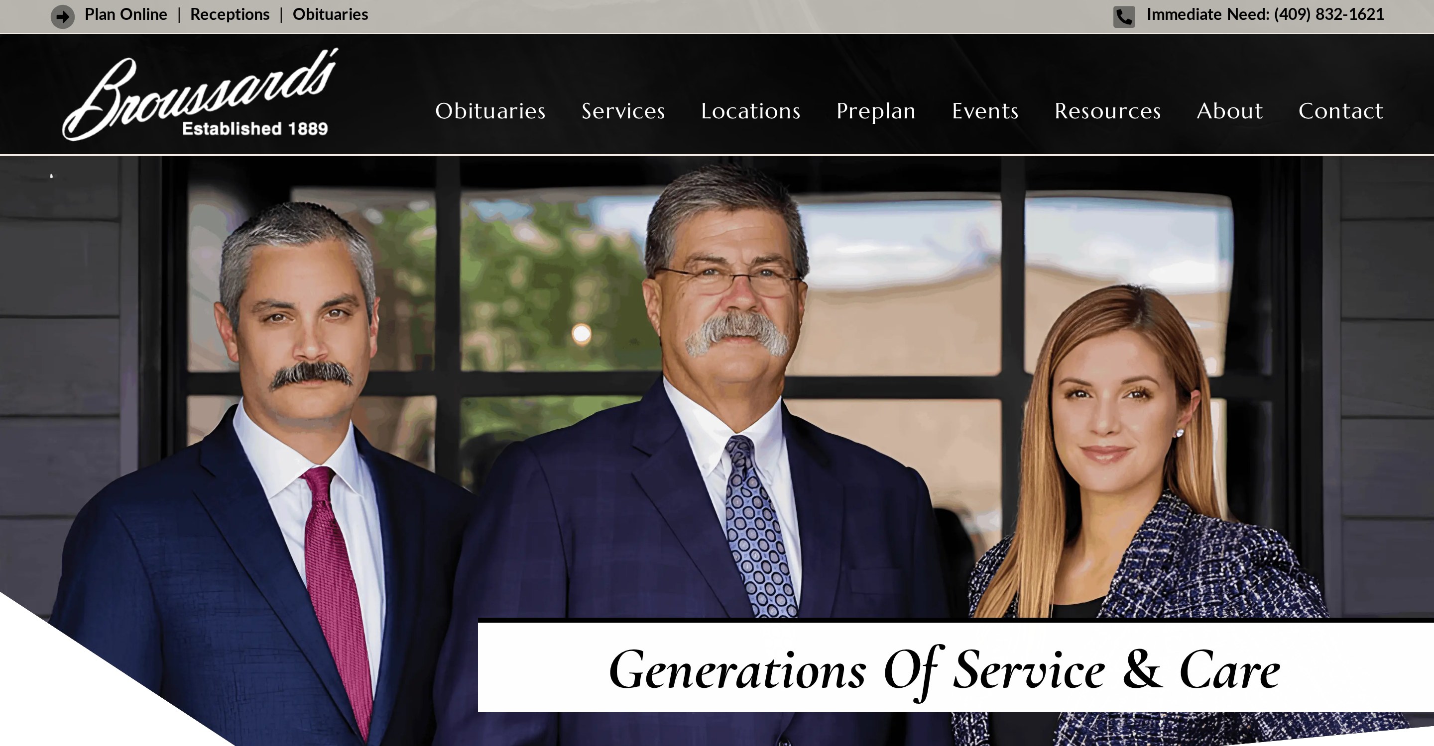 Broussard's 1889 website homepage