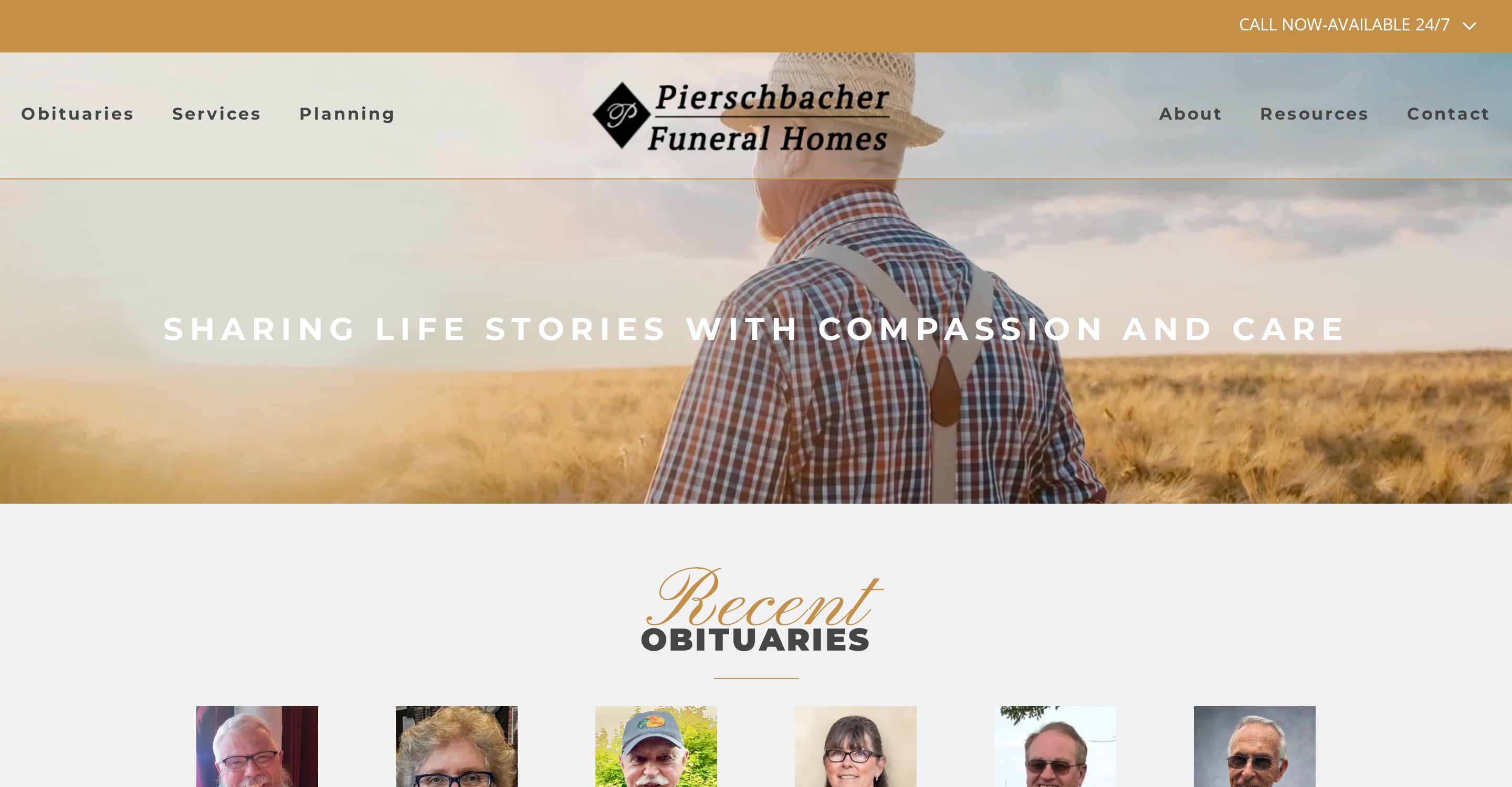 Pierschbacher Funeral Homes website homepage