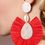 Thumbnail: Puka Shell Mother of Pearl Raffia Dangle Earrings