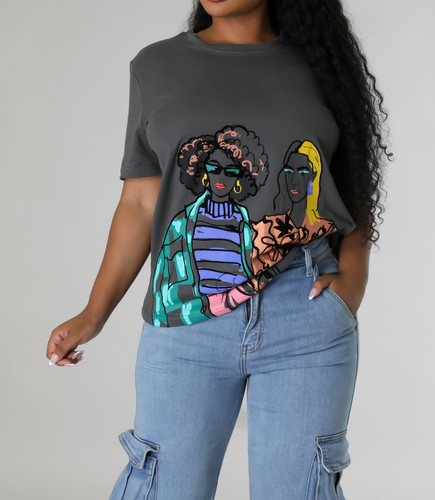 Zara Gray Graphic Tee - Stylish and Versatile | Vice Kulture