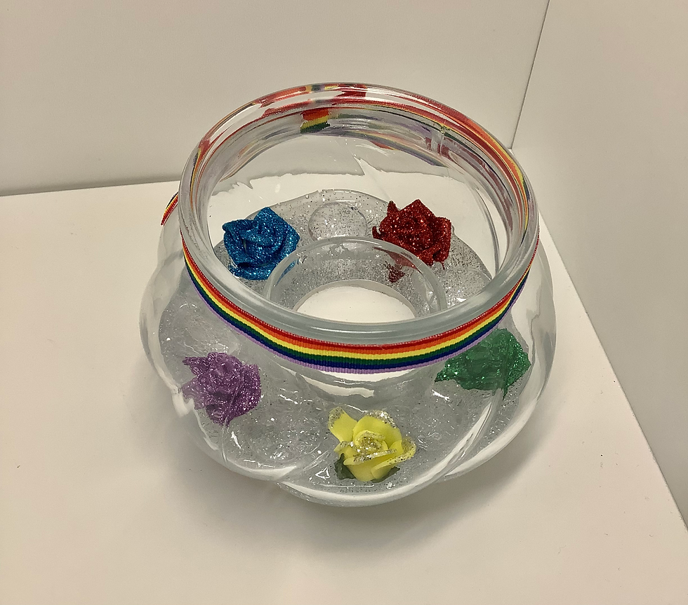 Thumbnail: 'Rainbow' Rose Glitter Glass Bowl Tea Light Candle Holder