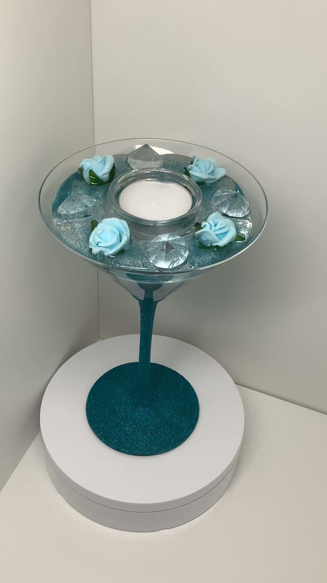 'Turchese' Glitter Forever Tea Light Cocktail Style Unique Holder