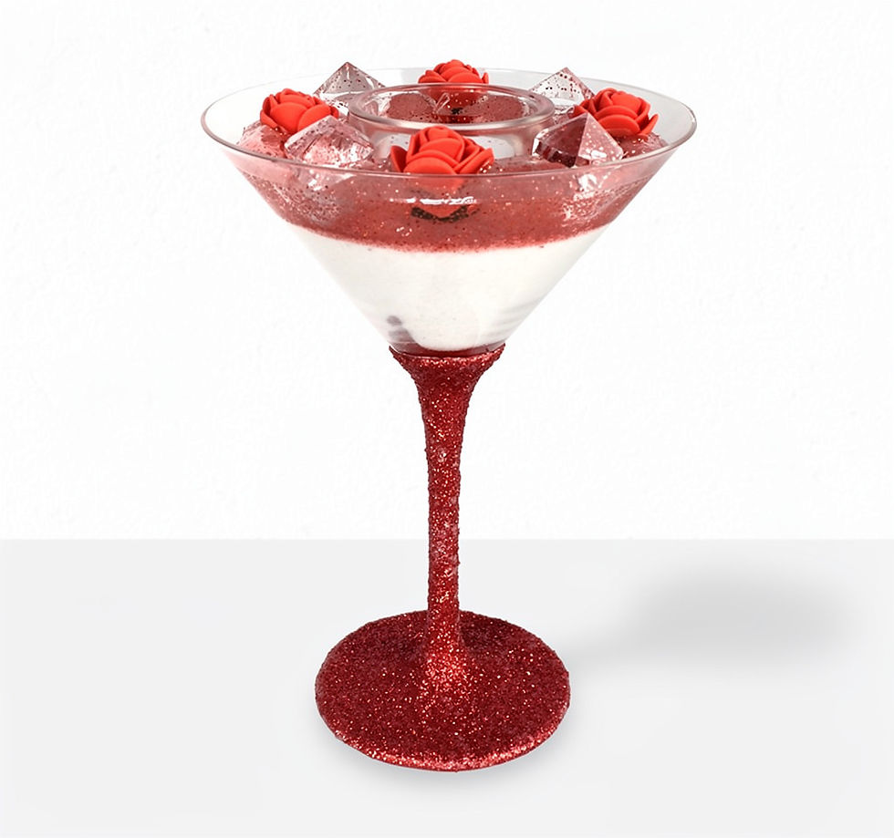 Thumbnail: 'Rosso' Rose Glitter Forever Tea Light Cocktail Style Unique Holder
