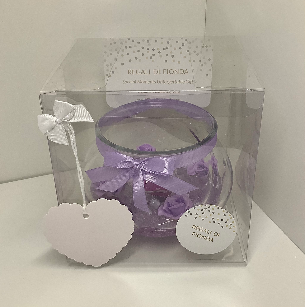 Thumbnail: 'Lilla' Rose Glitter Glass Bowl Tea Light Candle Holder