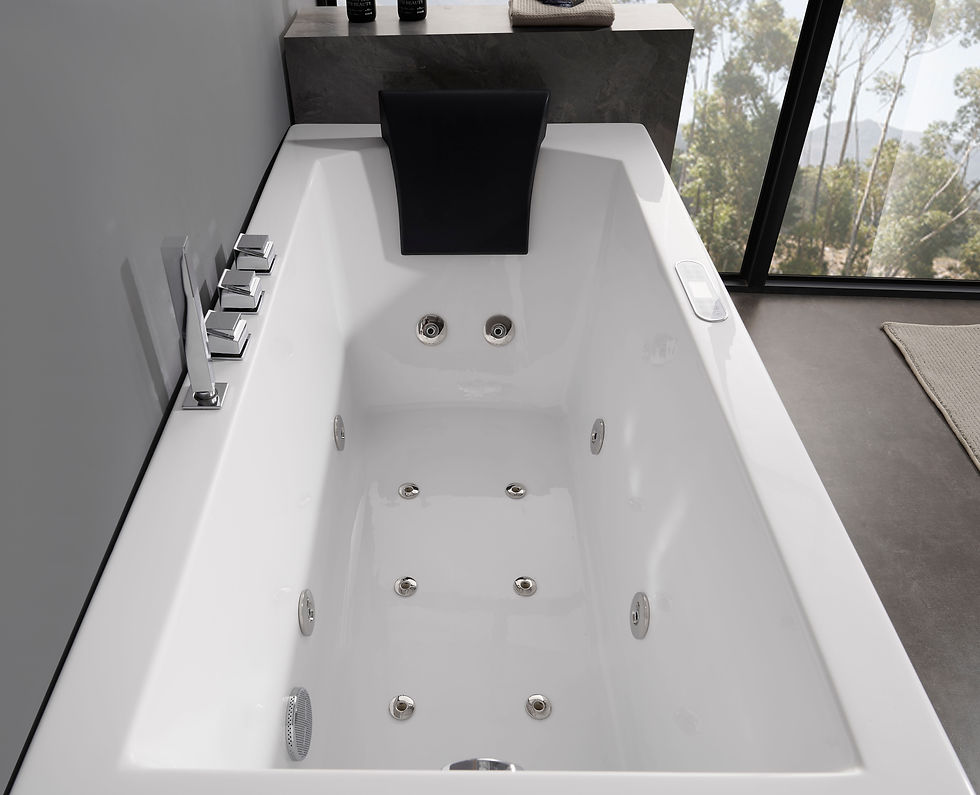 Thumbnail: 5 ft Acrylic White Rectangular Whirlpool Bathtub w Fixtures