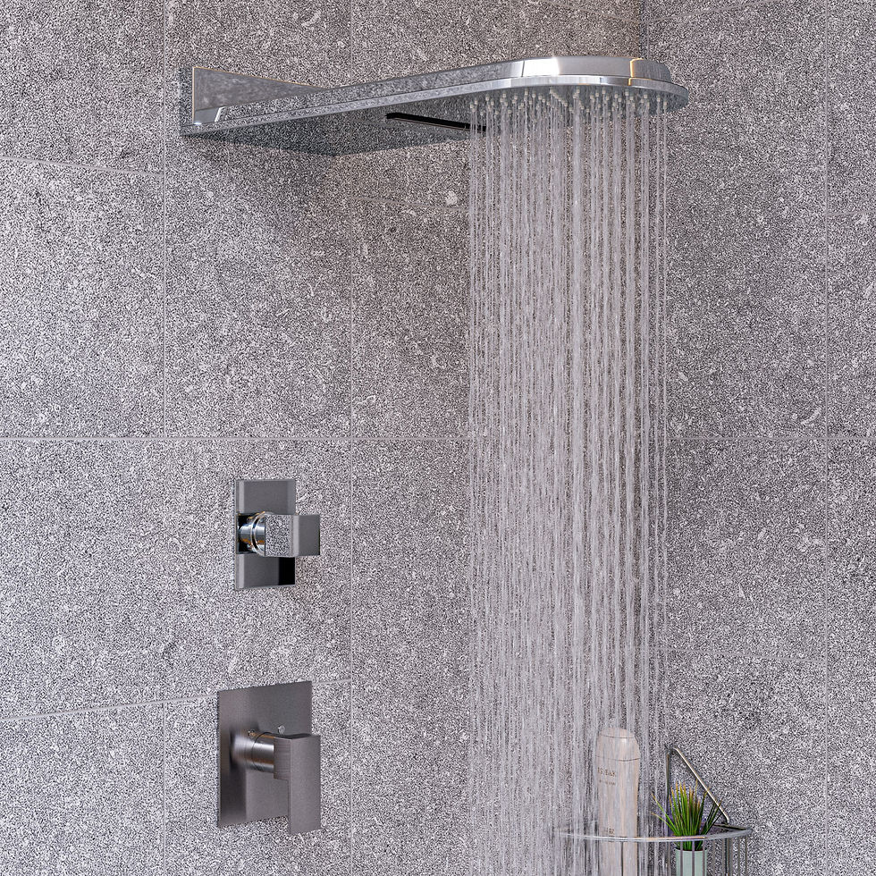 Thumbnail: Polished Chrome 10" Wall-Mounted Square Waterfall Rain Shower Head