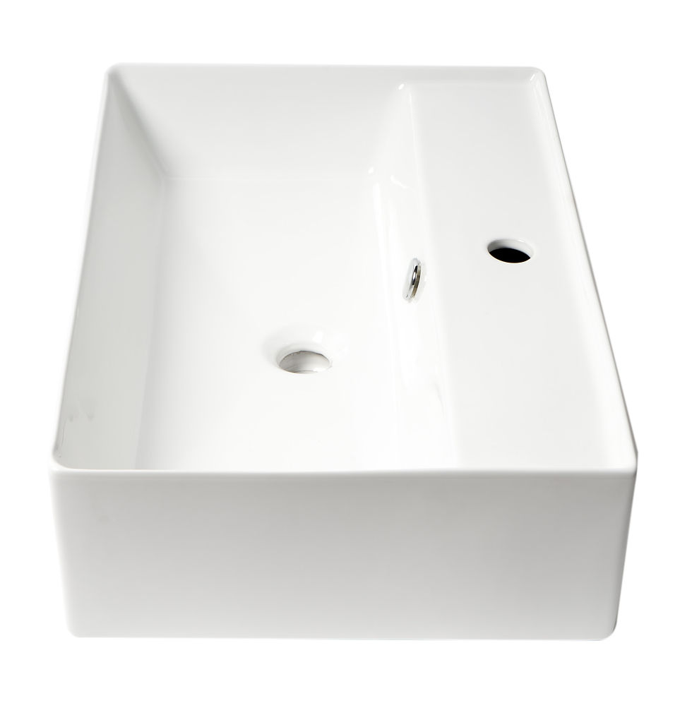 Thumbnail: White 24" Modern Rectangular Above Mount Ceramic Sink with Faucet Hole