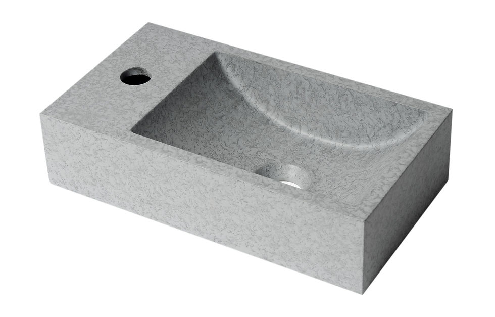 Thumbnail: 16" Small Rectangular Solid Concrete Gray Matte Wall Mounted Bathroom Sink