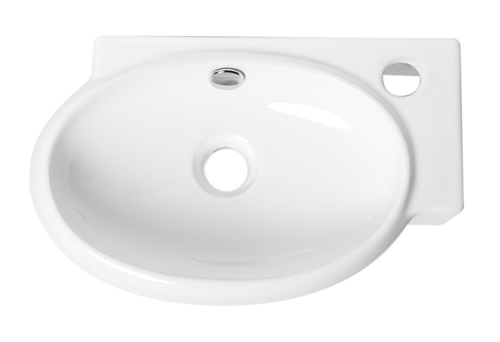 Thumbnail: White 17" Small Wall Mounted Ceramic Sink with Faucet Hole