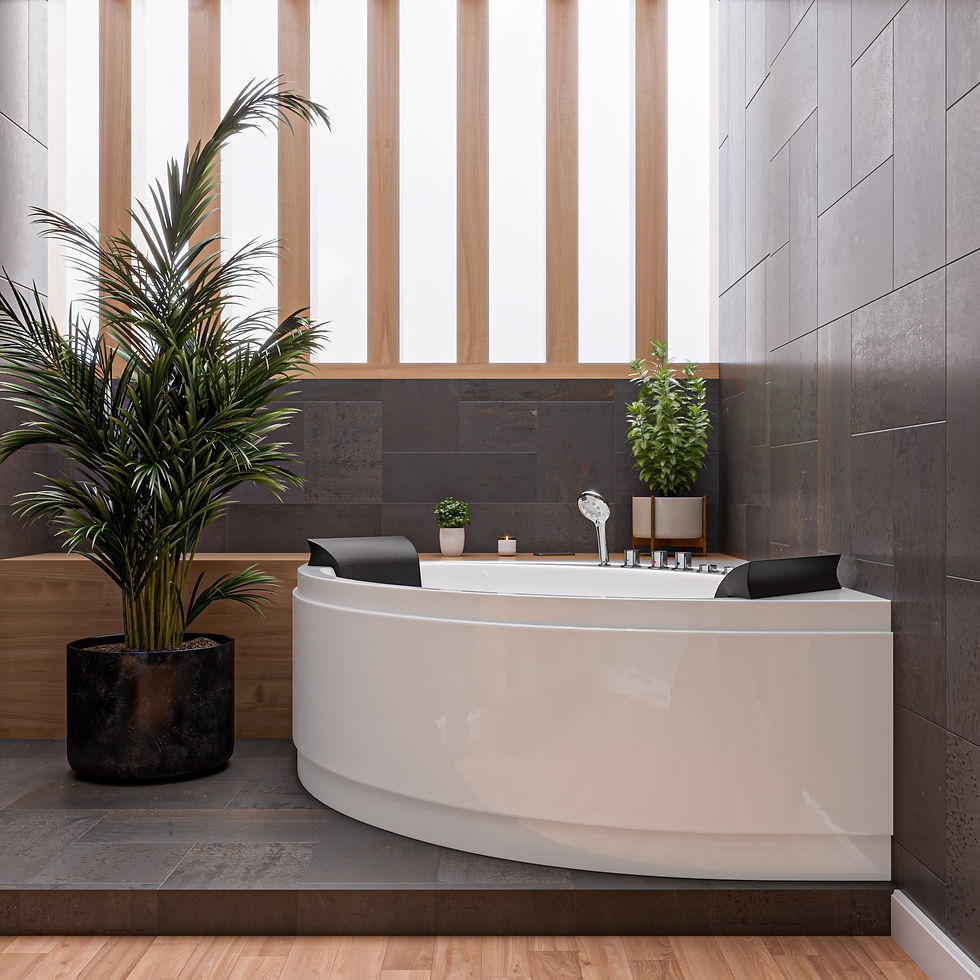 Thumbnail: 5' Rounded Modern Double Seat Corner Whirlpool Bath Tub with Fixtures