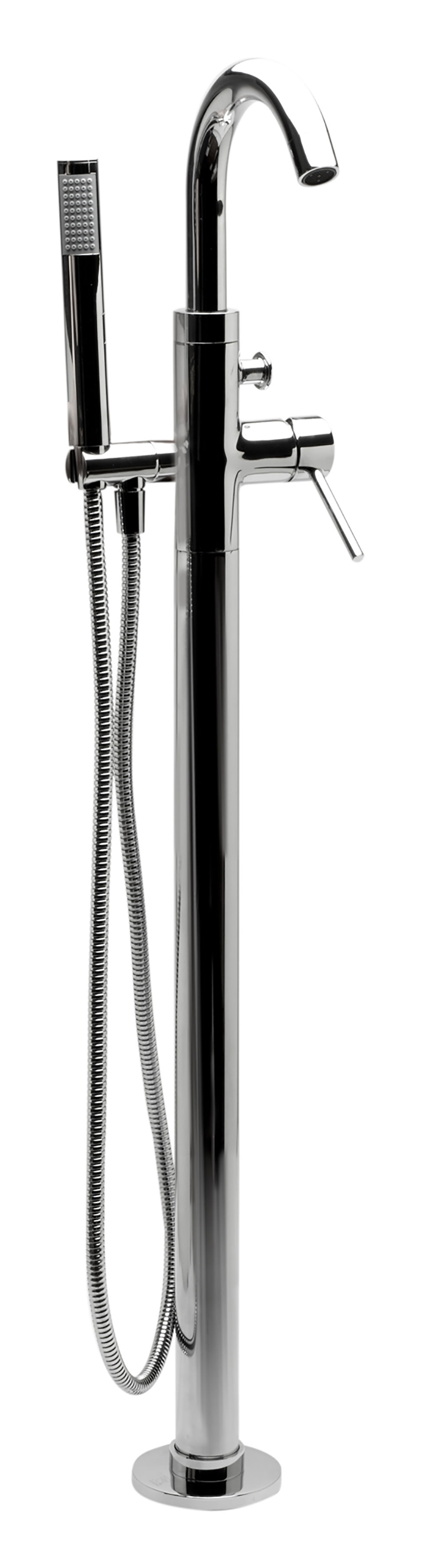 Thumbnail: Polished Chrome 1 Lever Floor Mounted Tub Filler Mixer w Hand Held Shower Head