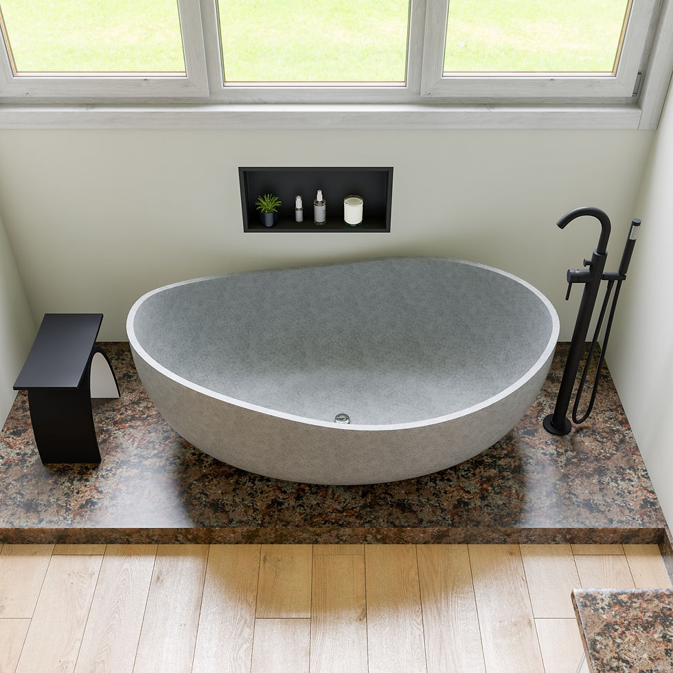 Thumbnail: 63" Solid Concrete Gray Matte Oval Bathtub