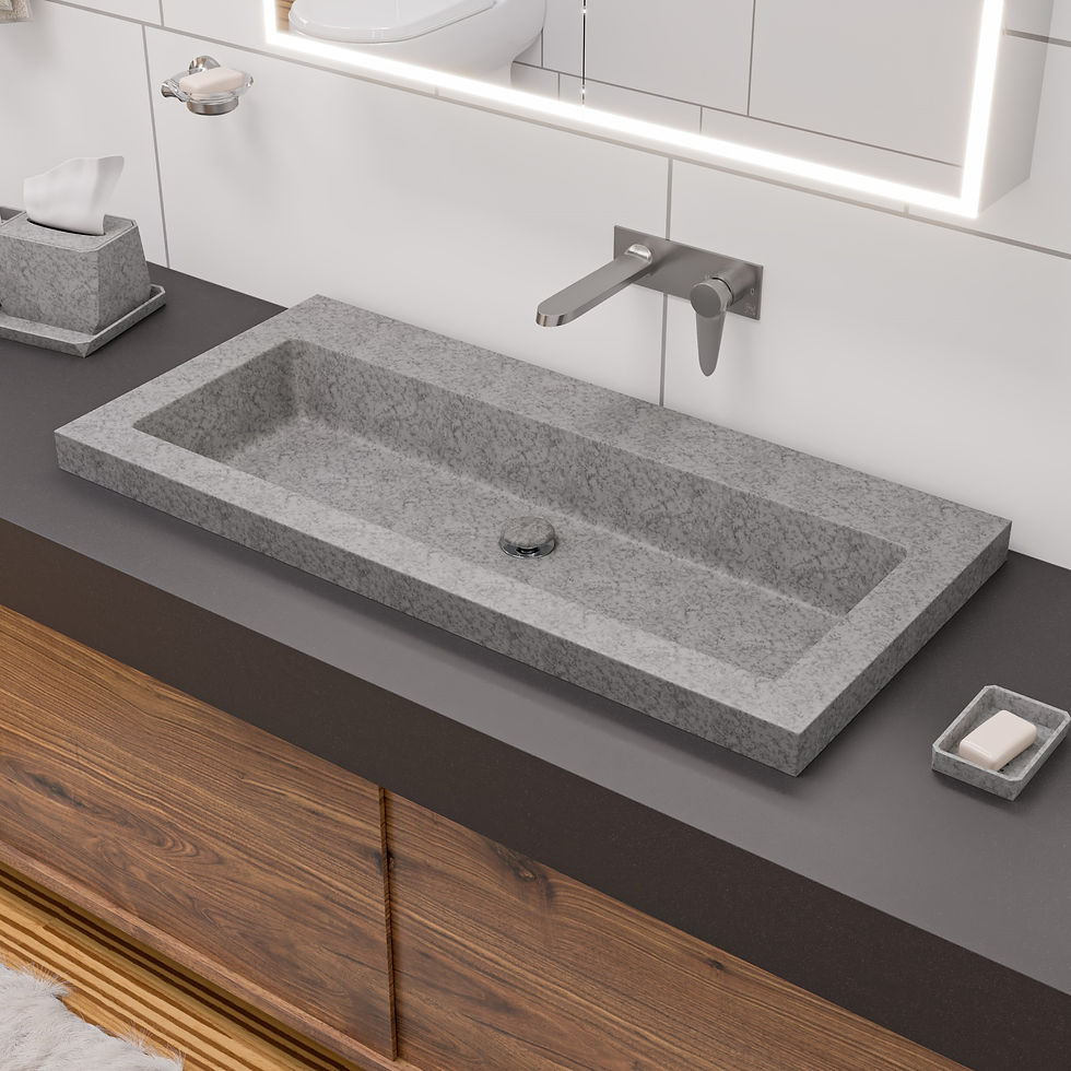 Thumbnail: 40" Solid Concrete Gray Matte Trough Sink for the Bathroom