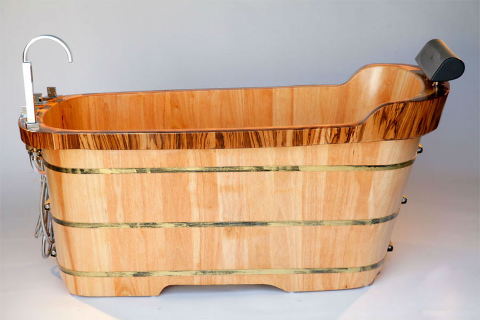 Thumbnail: 59" Free Standing Wooden Bathtub with Chrome Tub Filler